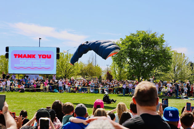 Easter egg hunt community event with families