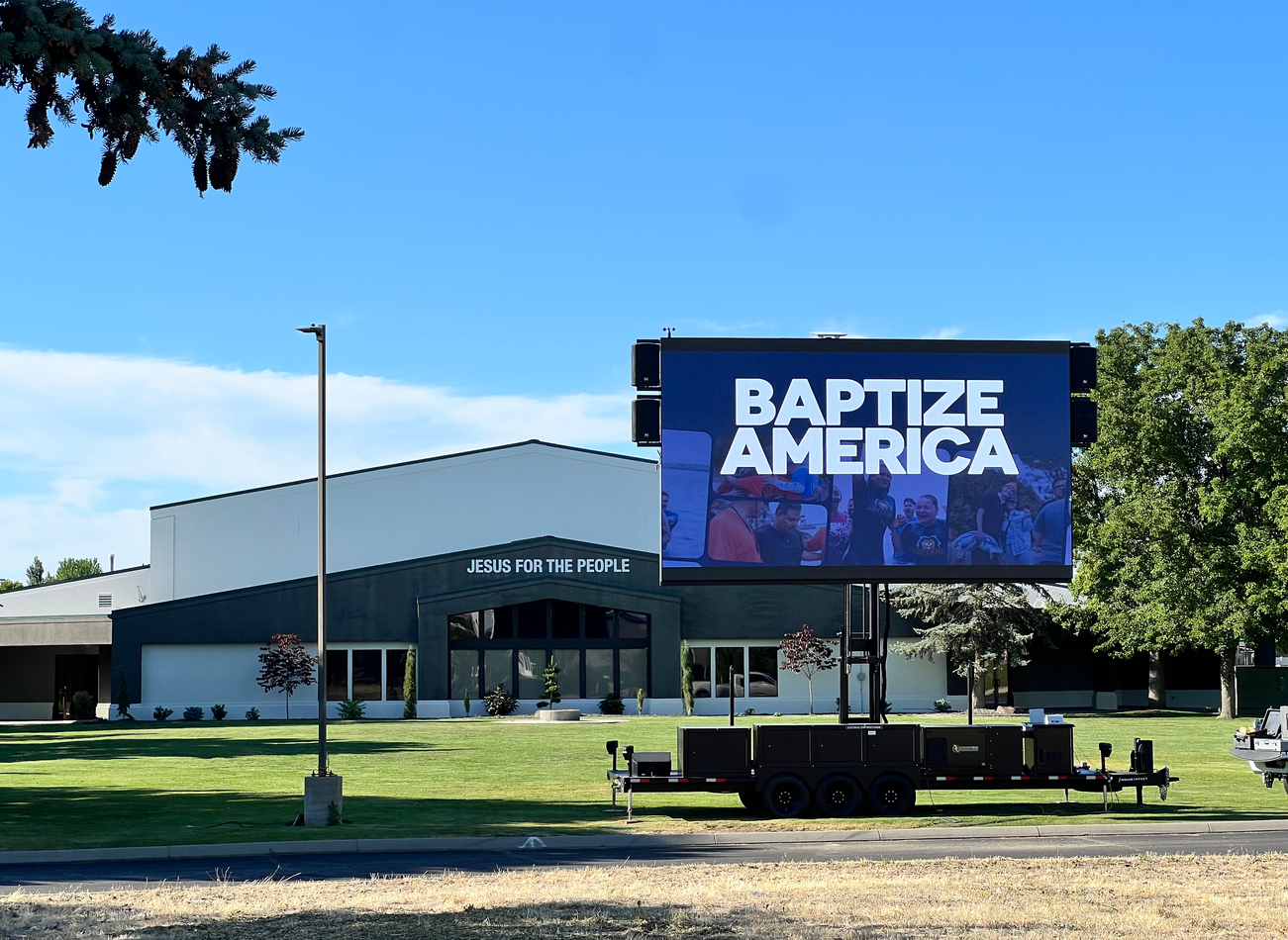 SpiritLED mobile screen at Baptize America 2025 event